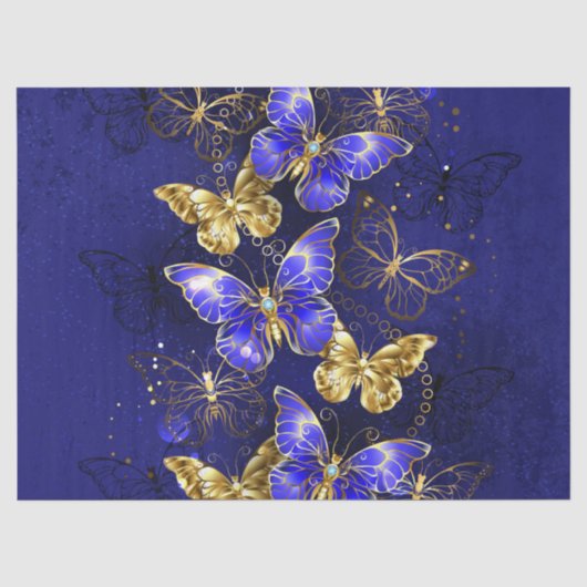 Papier Mousseline Composition avec papillons Sapphire (Recto)