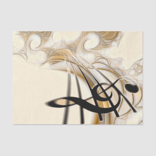 Papier Mousseline Composition Clé Treble Gold Musicien Découpage (Recto)