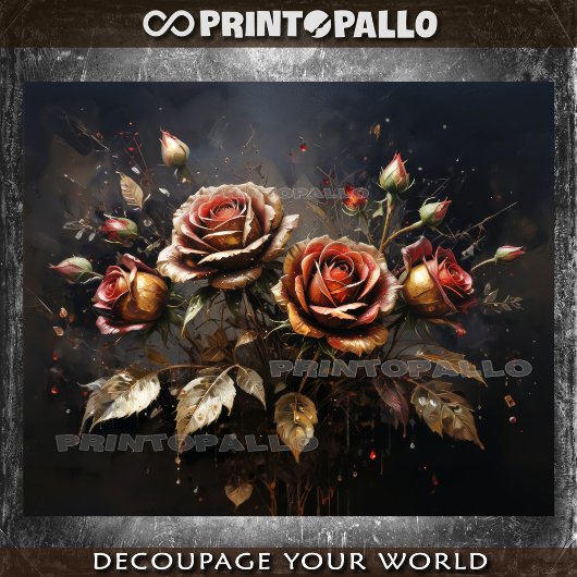 Papier Mousseline Composition florale de roses d'automne -