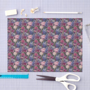 Papier Mousseline Composition florale dense de jardin anglais