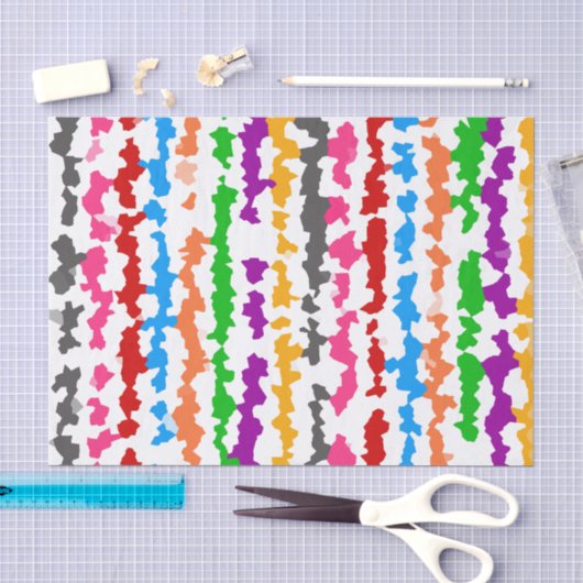 Papier Mousseline Conception Abstraite Irrégulière Colorée Blanche (Artisanat)