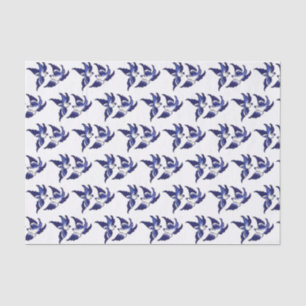 Papier Mousseline Conception bleue classique d'oiseau de saule