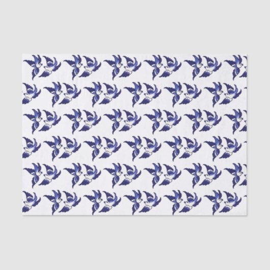 Papier Mousseline Conception bleue classique d'oiseau de saule (Recto)