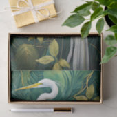 Papier Mousseline Conception botanique de la grue blanche, Tropical (Cadeau)