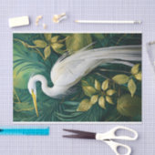 Papier Mousseline Conception botanique de la grue blanche, Tropical (Artisanat)