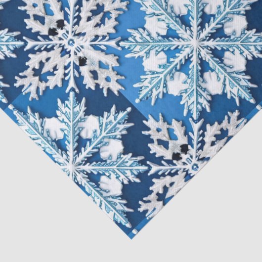 Papier Mousseline Conception complexe du flocon de neige bleu (Détail)