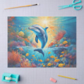 Papier Mousseline Conception Dauphin Jouant Vibrant Généré par IA (Artisanat)