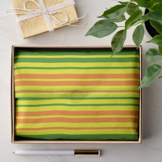 Papier Mousseline Conception de bandes verticales orange jaune vert  (Cadeau)