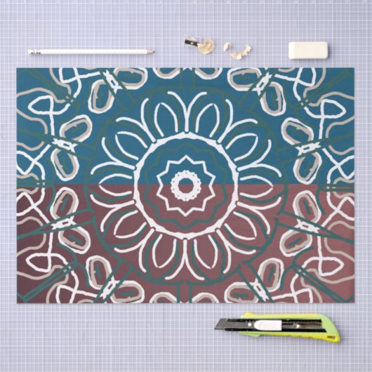 Papier Mousseline Conception de dentelle bleu mauve tendance demi-to (Artisanat)