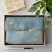 Papier Mousseline Conception de feuille d'or sarcelle botanique (Cadeau)