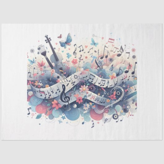 Papier Mousseline Conception de la série Notes musicales 5 (Recto)