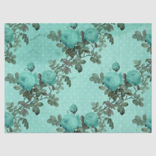 Papier Mousseline Conception de la série turquoise florale délabrée (Recto)