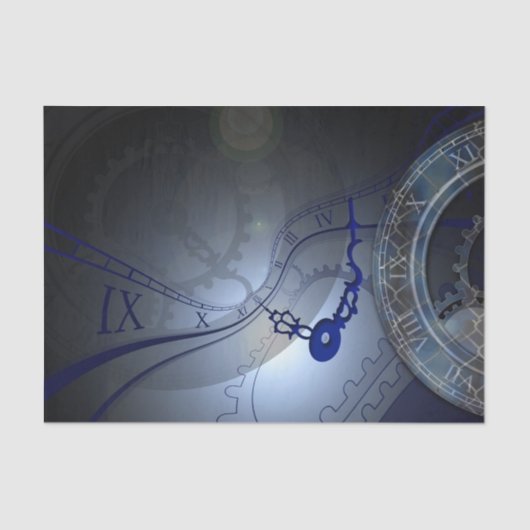 Papier Mousseline Conception de l'horloge bleue Abstraite (Recto)