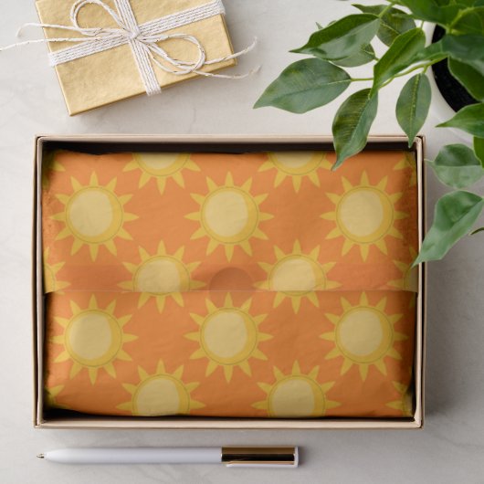 Papier Mousseline Conception de motif de soleil sur orange (Cadeau)