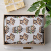 Papier Mousseline Conception de motif singe blanc (Cadeau)