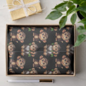 Papier Mousseline Conception de motif singe noir (Cadeau)