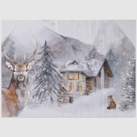 Papier Mousseline Conception de Noël hivernal 1 (Recto)