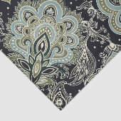 Papier Mousseline Conception de Paisley dans les tons bleu et vert (Détail)