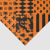 Papier Mousseline Conception de Patchwork Motif mixte orange noir (Détail)