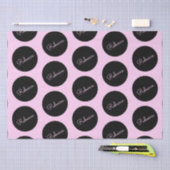 Papier Mousseline Conception de points Polka Noir et Rose rétro-mode (Artisanat)