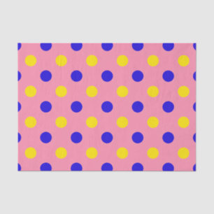 Papier Mousseline Conception de points polka rose bleu jaune