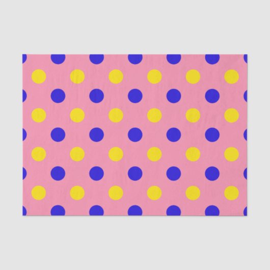 Papier Mousseline Conception de points polka rose bleu jaune (Recto)