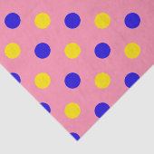 Papier Mousseline Conception de points polka rose bleu jaune (Détail)