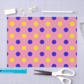 Papier Mousseline Conception de points polka rose bleu jaune (Artisanat)