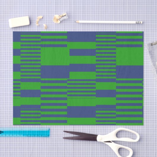 Papier Mousseline Conception de rayures patchwork bleu vert (Artisanat)