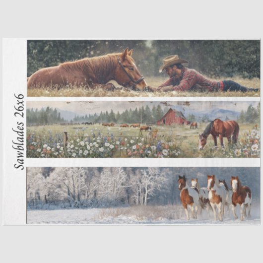 Papier Mousseline Conception de scie à main de découpage Cowboy, gra (Recto)