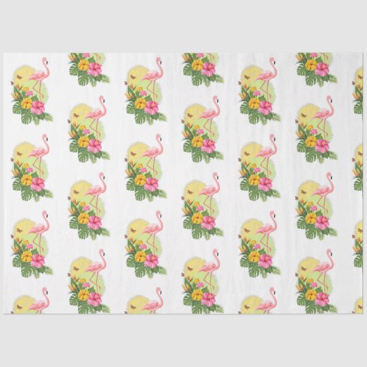 Papier Mousseline Conception de série de Flamants roses tropicaux 11 (Recto)
