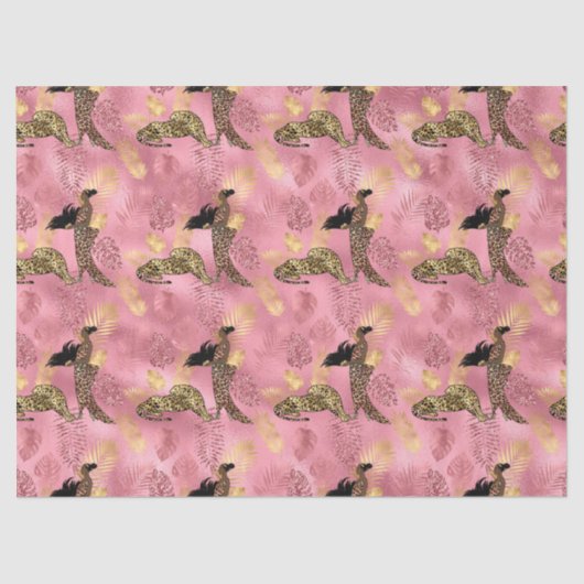 Papier Mousseline Conception de série Leopard rose et or 7 (Recto)