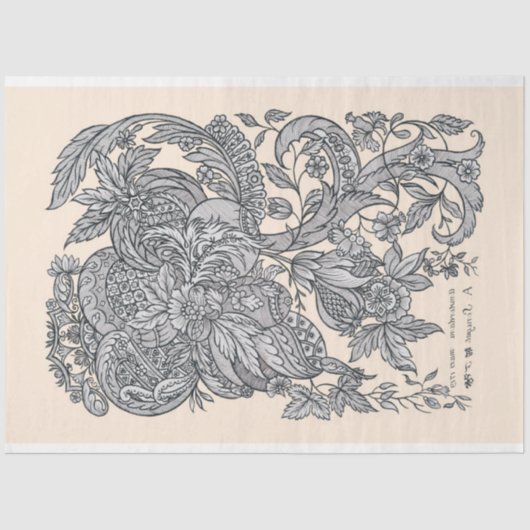 Papier Mousseline Conception de tissus du XVIIIe siècle (Recto)