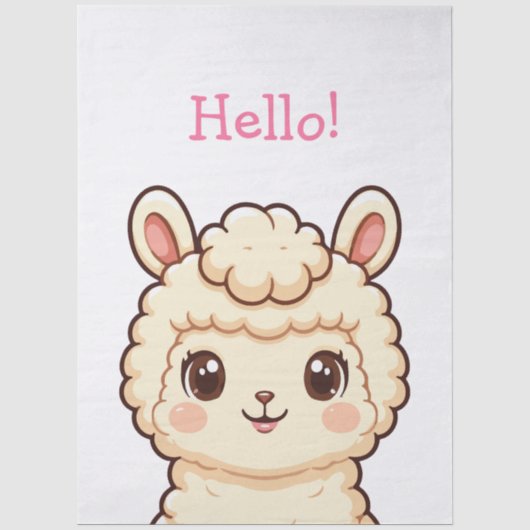 Papier Mousseline Conception d'illustration de lama mignon (Recto)