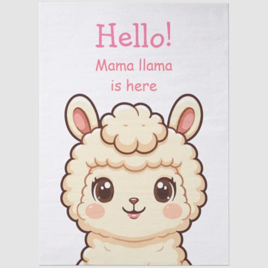 Papier Mousseline Conception d'illustration de lama mignon (Recto)