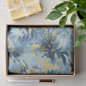 Papier Mousseline Conception du feuillage jaune bleu métallique trop (Cadeau)