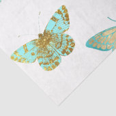 Papier Mousseline Conception florale Aqua et Or 2 (Détail)