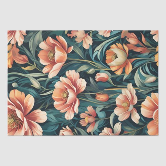 Papier Mousseline Conception florale Art déco (Recto)