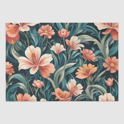 Papier Mousseline Conception florale Art déco (Recto)