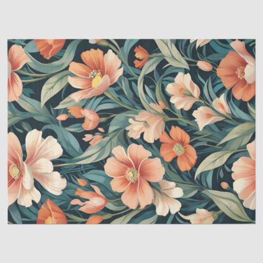 Papier Mousseline Conception florale Art déco (Recto)