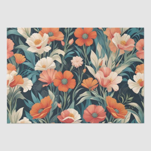 Papier Mousseline Conception florale Art déco (Recto)