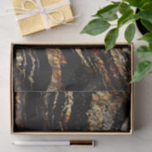 Papier Mousseline Conception noire et foncée de marbre d'or (Cadeau)