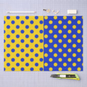 Papier Mousseline Conception Pois demi-bleue Jaune (Artisanat)