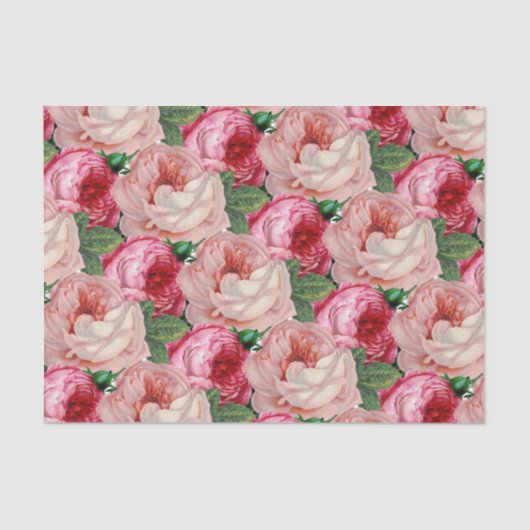Papier Mousseline Conception vintage Rose Rose Floral (Recto)