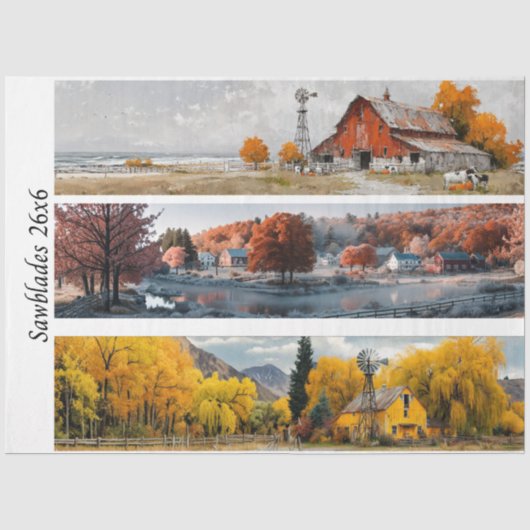 Papier Mousseline Conceptions de scie à main Decoupage Grange rouge, (Recto)