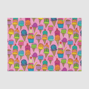 Papier Mousseline Cônes de crème glacée rose