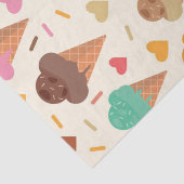 Papier Mousseline Cônes de crème mignons avec des cœurs (Détail)