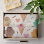 Papier Mousseline Cônes de crème mignons avec des cœurs (Cadeau)