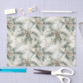 Papier Mousseline Cônes de pin Noël vert (Artisanat)