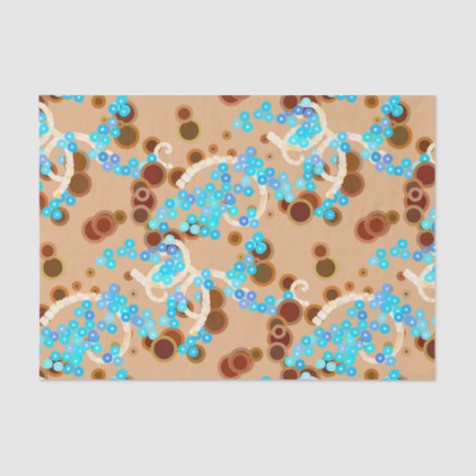 Papier Mousseline Confetti Abstrait moderne imprimer, Aqua et Brown (Recto)